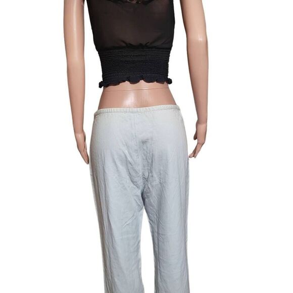 women's high-waist light blue elastic waist with buttons on hem pants M - Picture 4 of 7